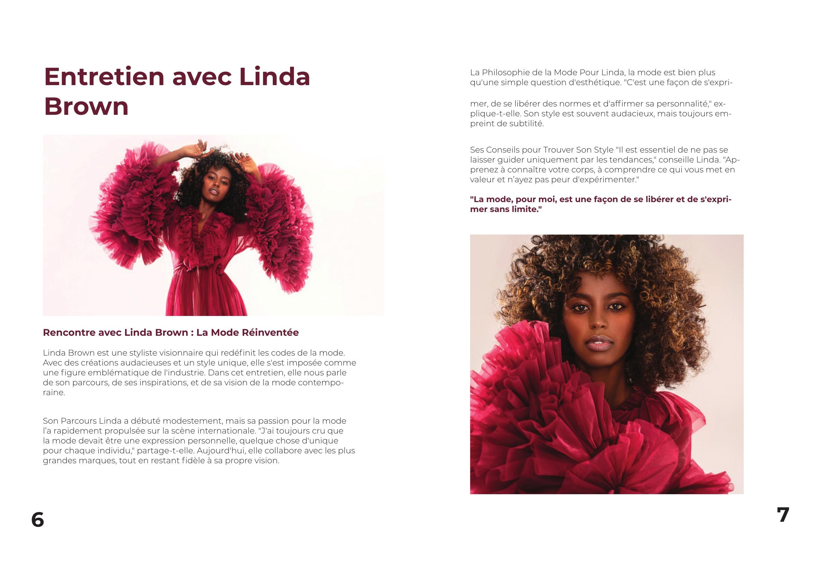 Double page de l'entretien avec Linda Brown