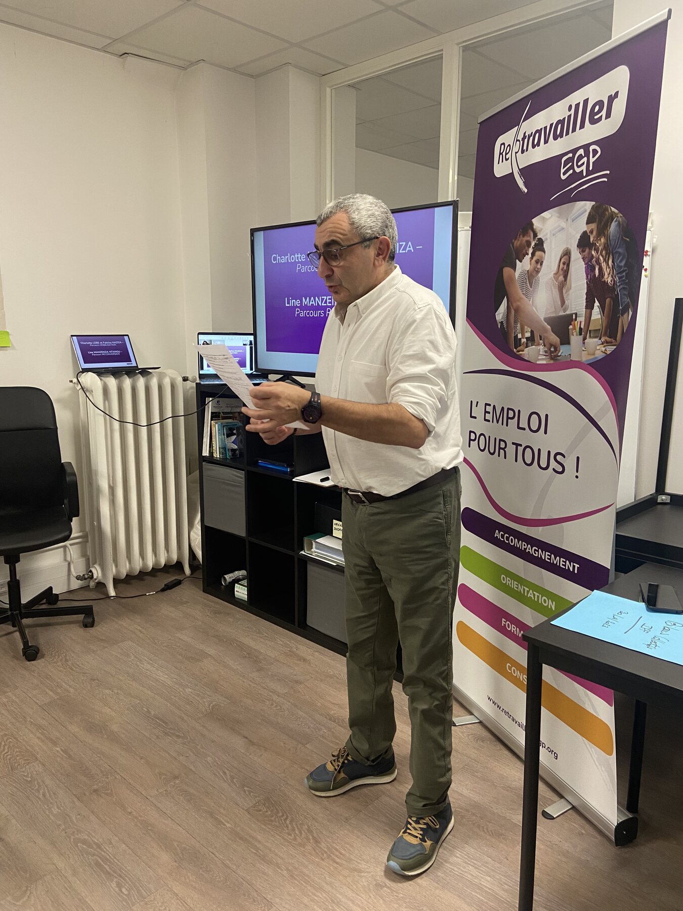 Discours d'un bénéficiaire revenant sur son parcours lors du bilan collectif