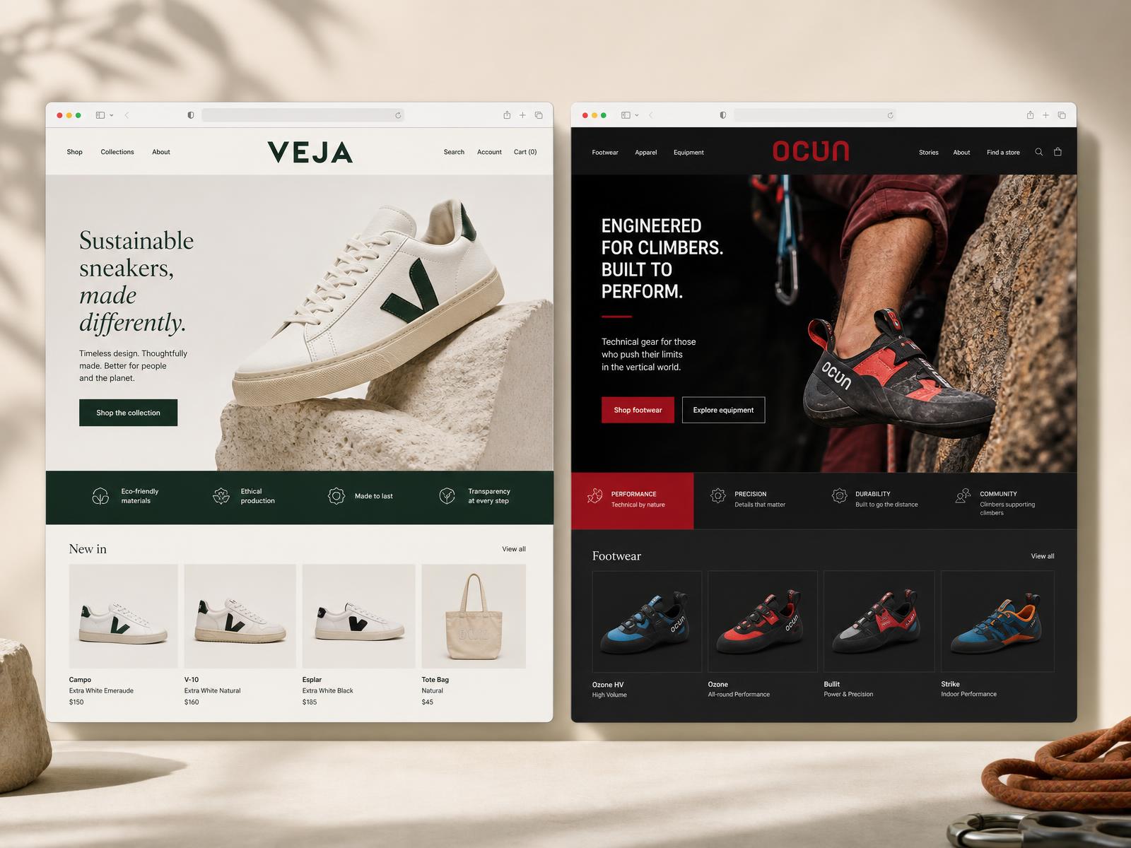 Présentation éditoriale des deux projets de sites web VEJA et OCUN